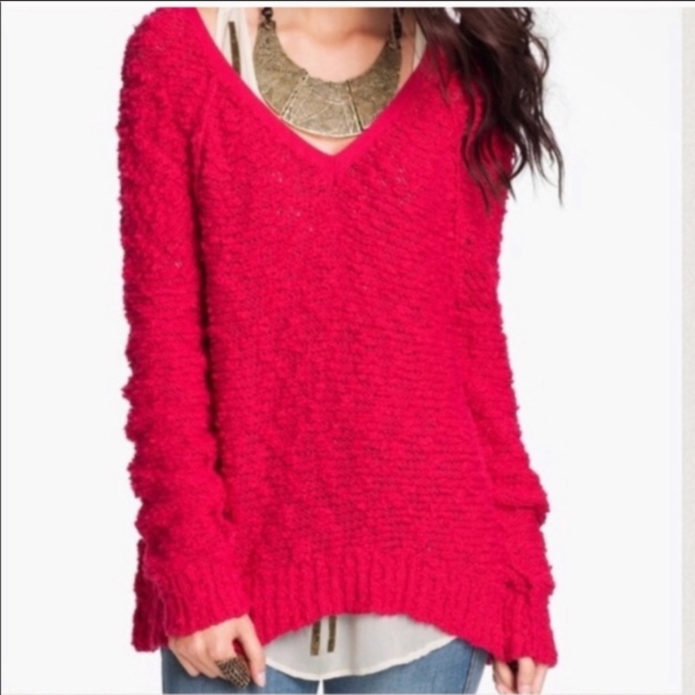 Free People Songbird Oversized Sweater Nubby Knit